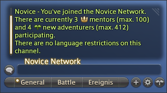 Mensagem do Novice Network destinada aos novos aventureiros