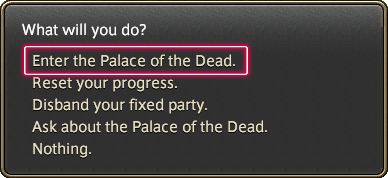 Opção para entrar em Palace of the Dead no menu