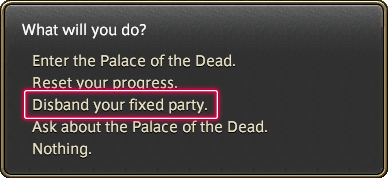 Opção para desfazer grupo fixo em Palace of the Dead